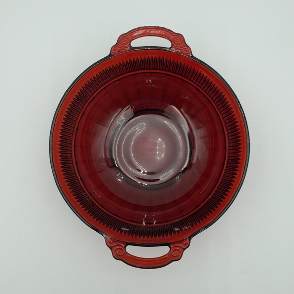 Anchor Hocking Coronation Royal Ruby Bowl Ruby Red Glass 8" Serving Bowl - Picture 3 of 4